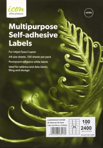 TechWarehouse Okin Labels - 24 Labels per sheet (100 sheets) Okin