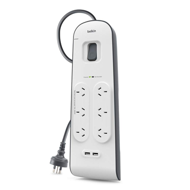 TechWarehouse Belkin Surgemaster 6-Way 2m Cord with USB Charging Belkin