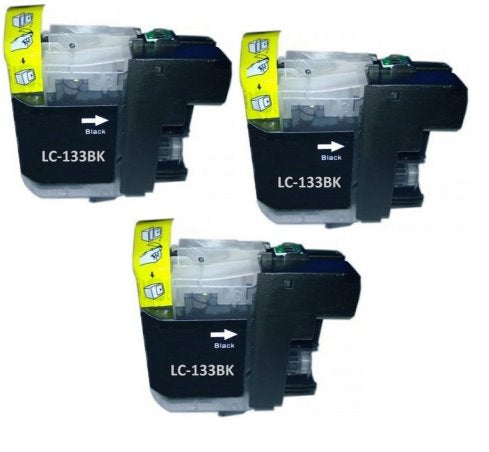 TechWarehouse LC133BK Compatible Black Triple Set for Brother Compatible for Brother