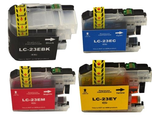 TechWarehouse LC23E Compatible Set of 4 (Bk/C/M/Y) for Brother Compatible for Brother