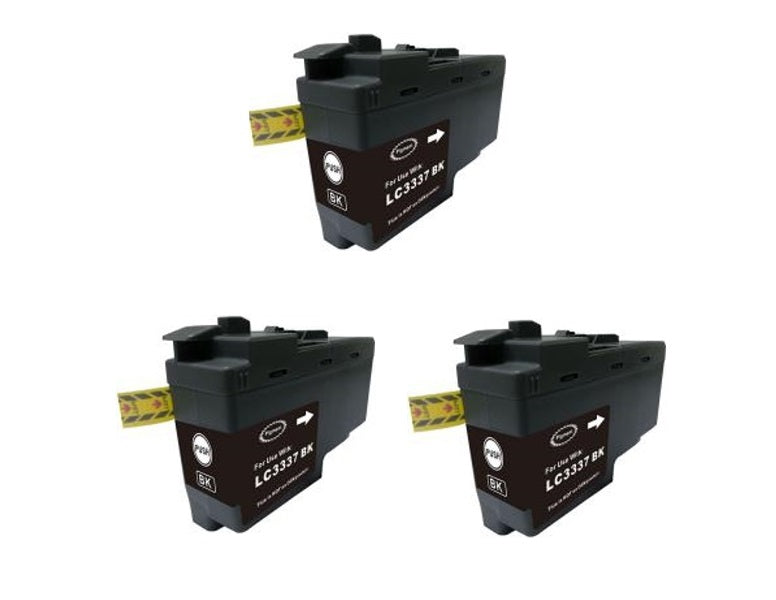 TechWarehouse LC3337BK Compatible High Yield Brother Black Triple Set Compatible for Brother