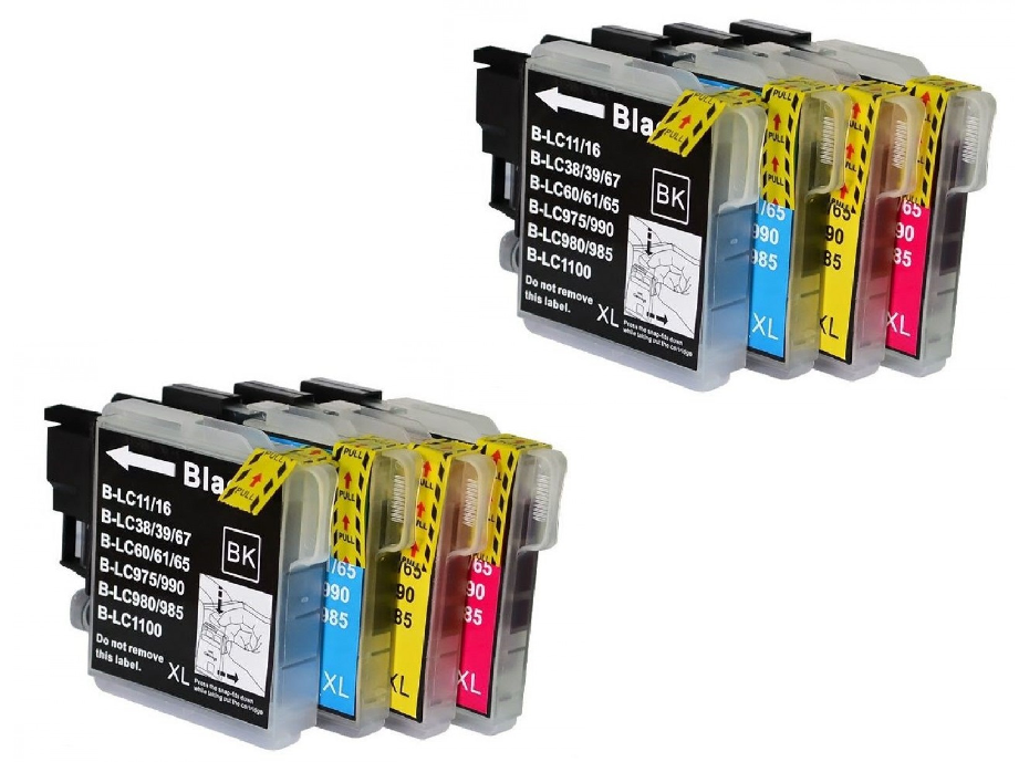 TechWarehouse LC39 Compatible Brother Set of 8 (Bk/C/M/Y x 2 each) Compatible for Brother