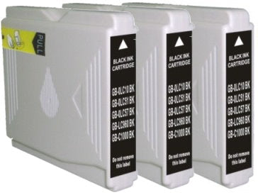 TechWarehouse LC57BK / LC37BK Compatible Brother Black Triple Set Compatible for Brother