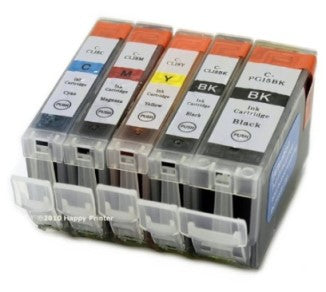 TechWarehouse CLI8 Compatible Canon Set - 5 Ink cartridges (PGI-5BLK & CLI-8 B/C/M/Y) Compatible for Canon