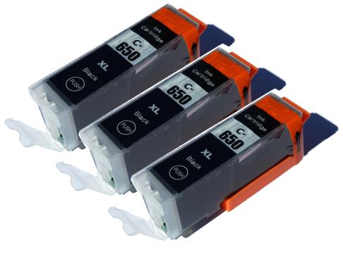 TechWarehouse PGI-650XL BK Compatible Canon XL Triple Set Black Compatible for Canon