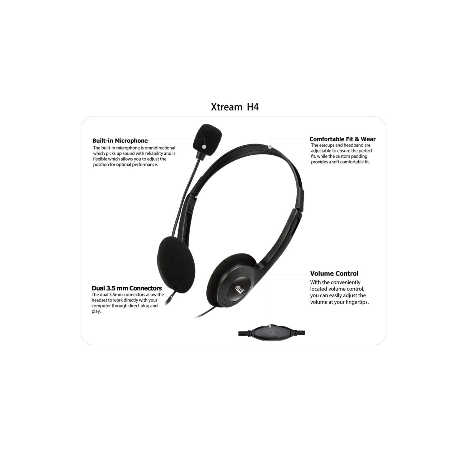 TechWarehouse Adesso Xtream H4 Headset Adesso