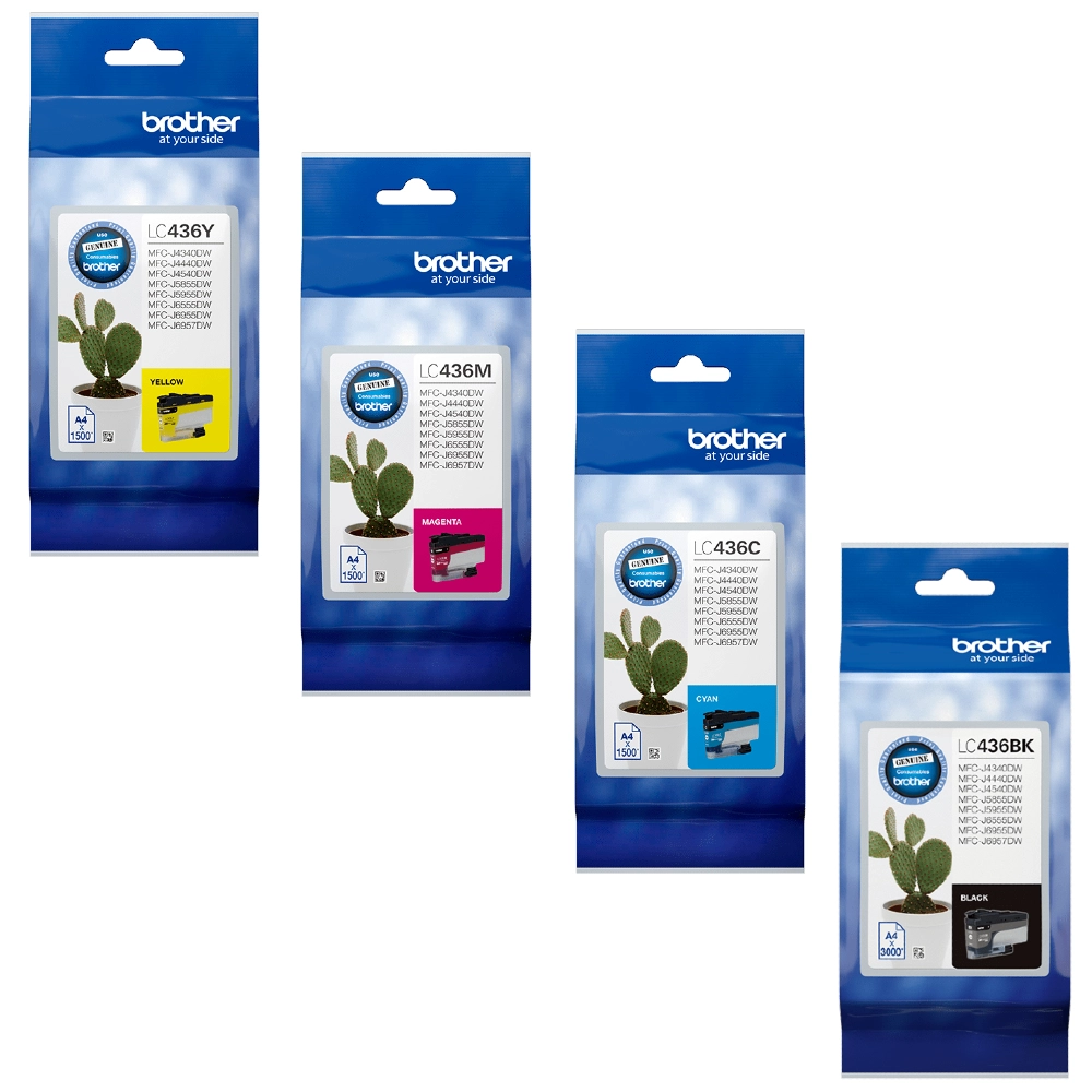 TechWarehouse LC436 Brother Set of 4 - BK/C/M/Y Ink Cartridges Brother