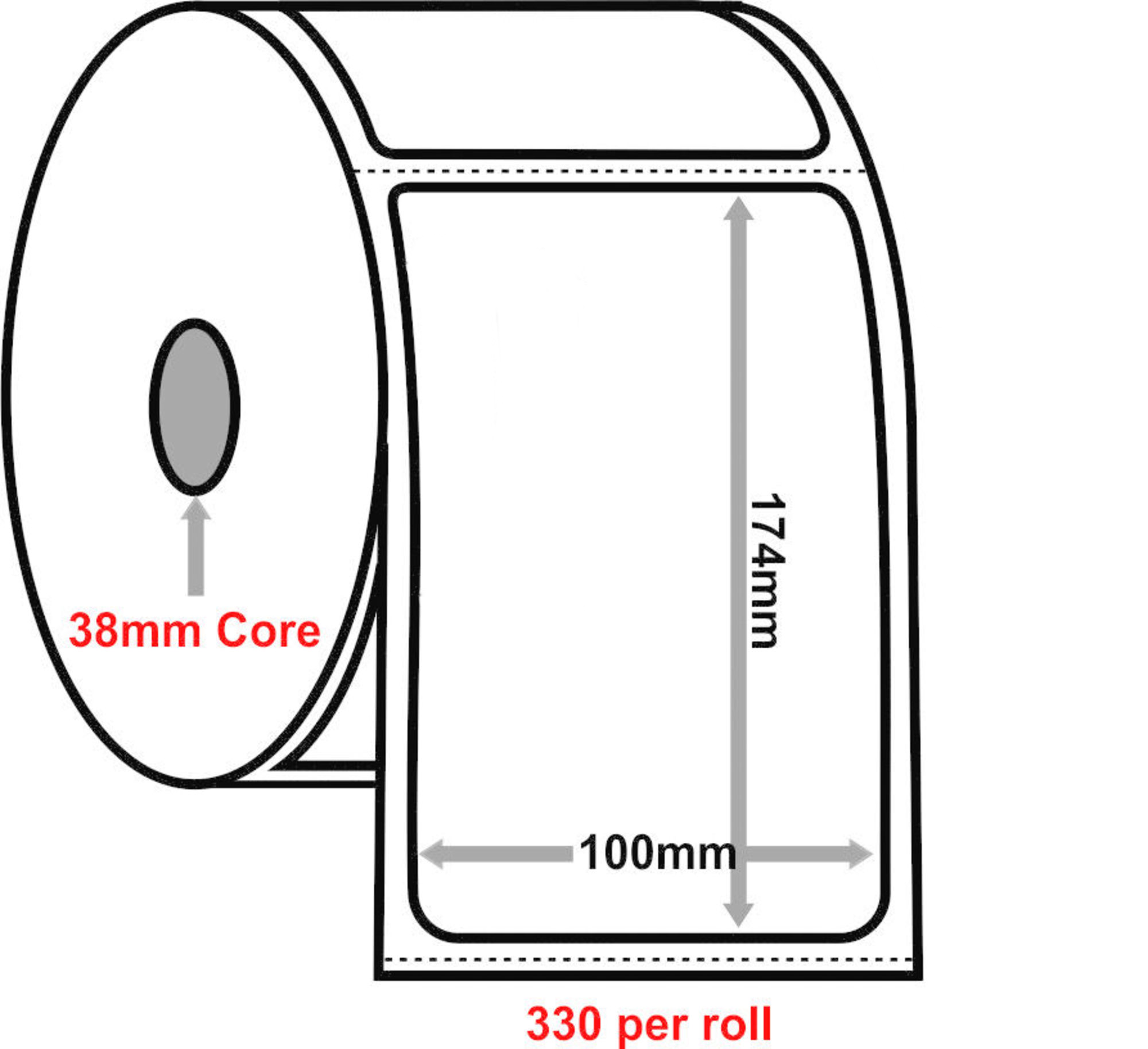 TechWarehouse Courier Label 100x174mm Core - 330 per Roll Generic