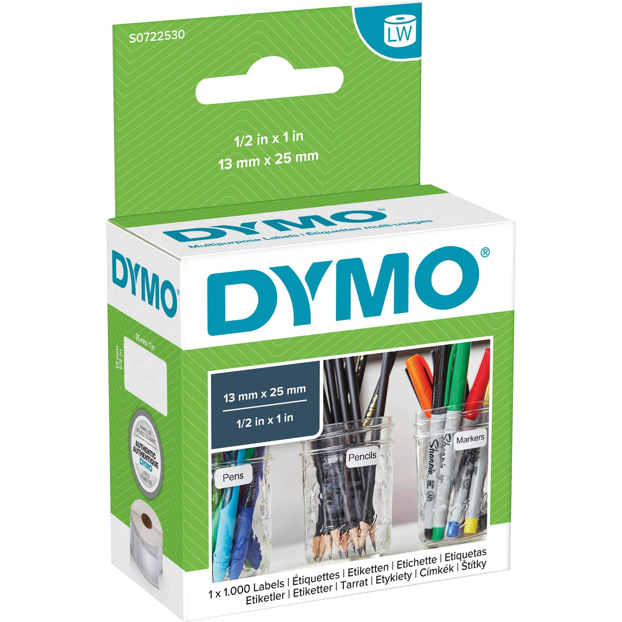 TechWarehouse S0722530 Dymo LW 25mm x 13mm 1000 labels per Roll (11353) Dymo