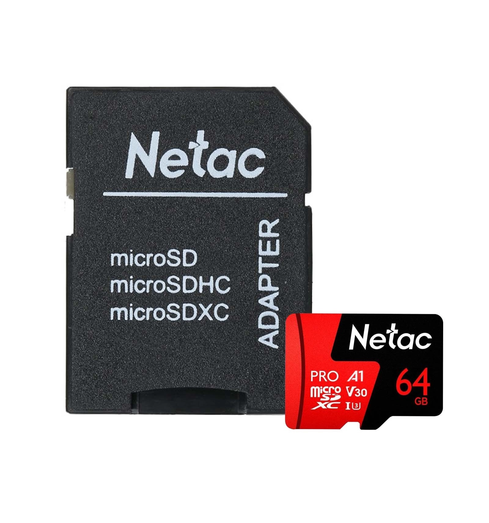 TechWarehouse Netac P500 Extreme Pro 64GB V30 UHS-I Micro SDXC Card w/ Adapter Netac