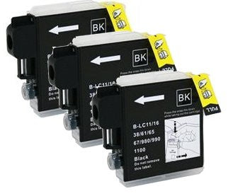 TechWarehouse LC67BK / LC38BK Compatible Black Triple Set for Brother Compatible for Brother