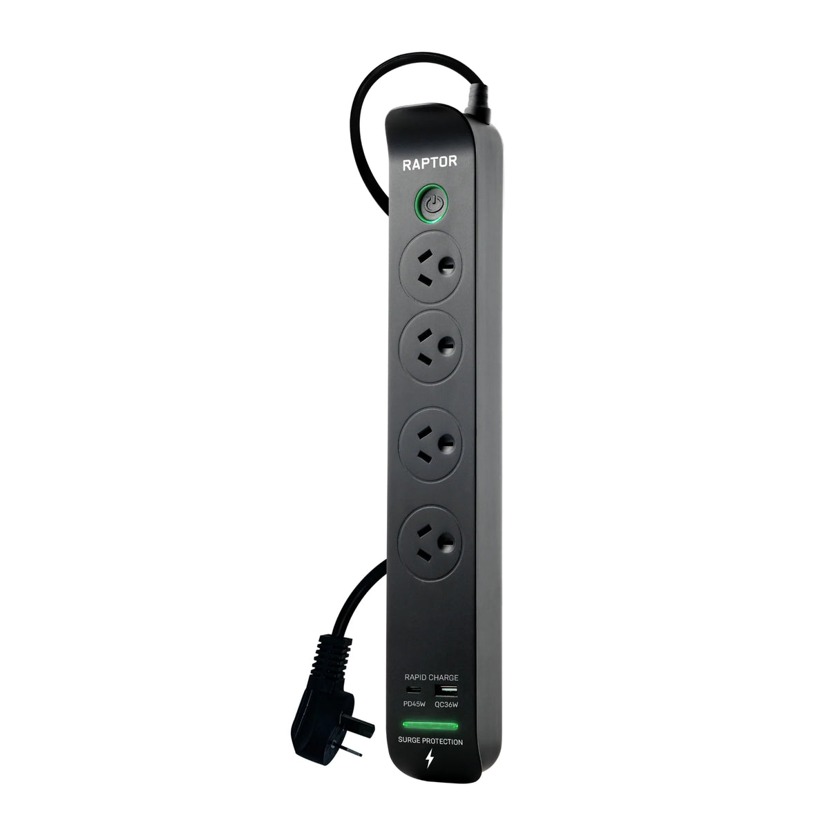 TechWarehouse Raptor 4 Outlets Slimline Powerboard, 45W USB Jackson