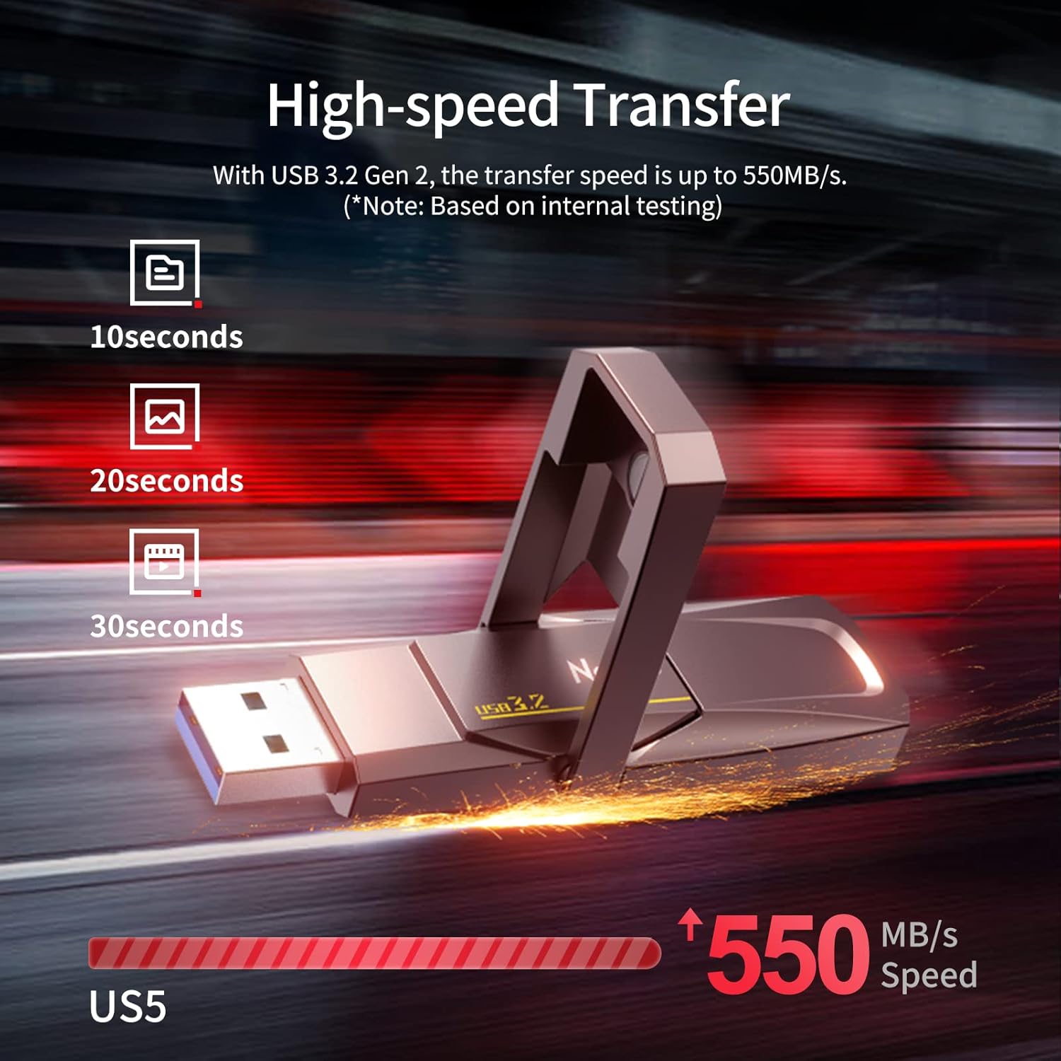 TechWarehouse Netac US5 512GB Dual USB Flash Drive Netac