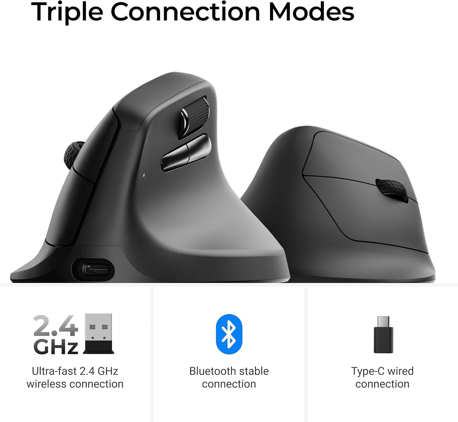 TechWarehouse Keychron M5 Ergonomic Wireless/Bluetooth Mouse - Black Keychron