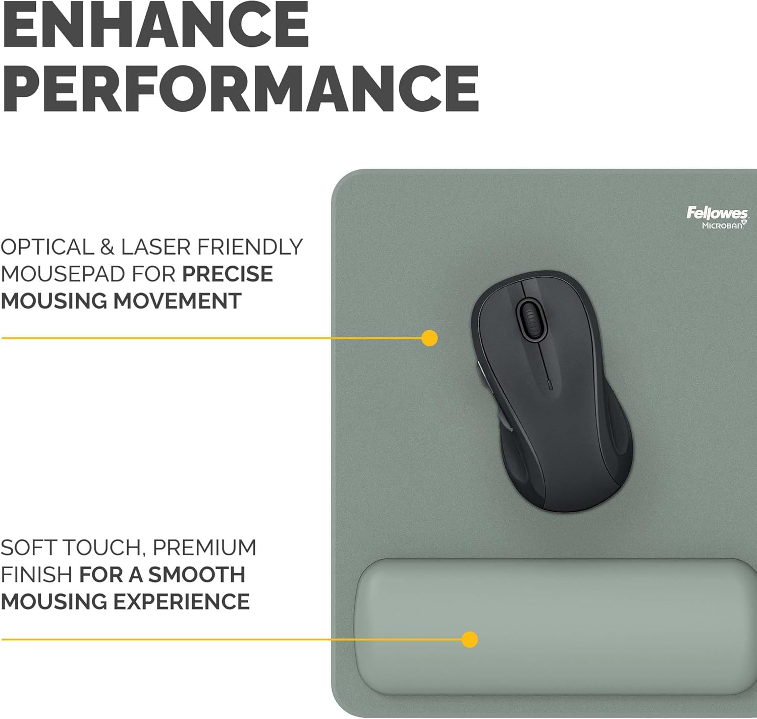 TechWarehouse Fellowes Breyta Mouse Pad Wrist Rest Sage Fellowes