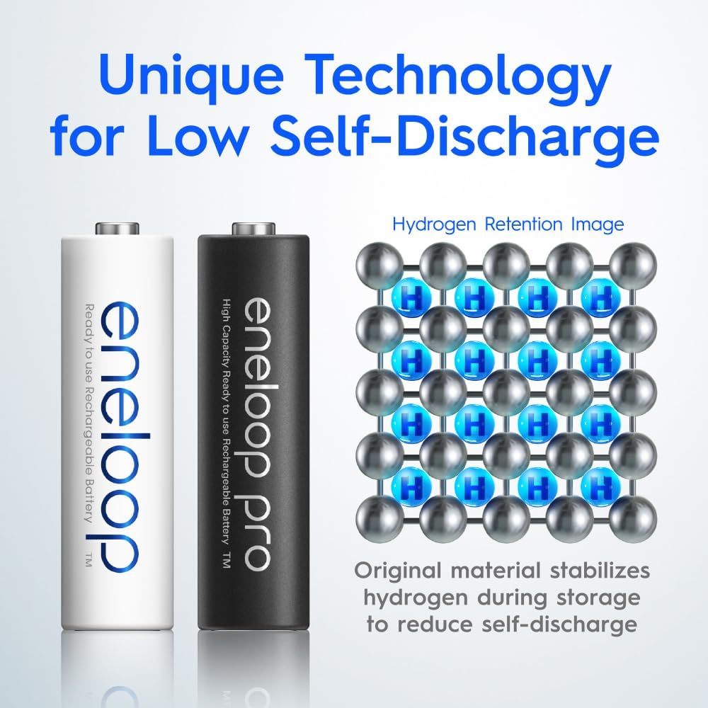 TechWarehouse Eneloop 2000 mAh Rechargable AA Batteries 4 Pack W/ Charger Panasonic