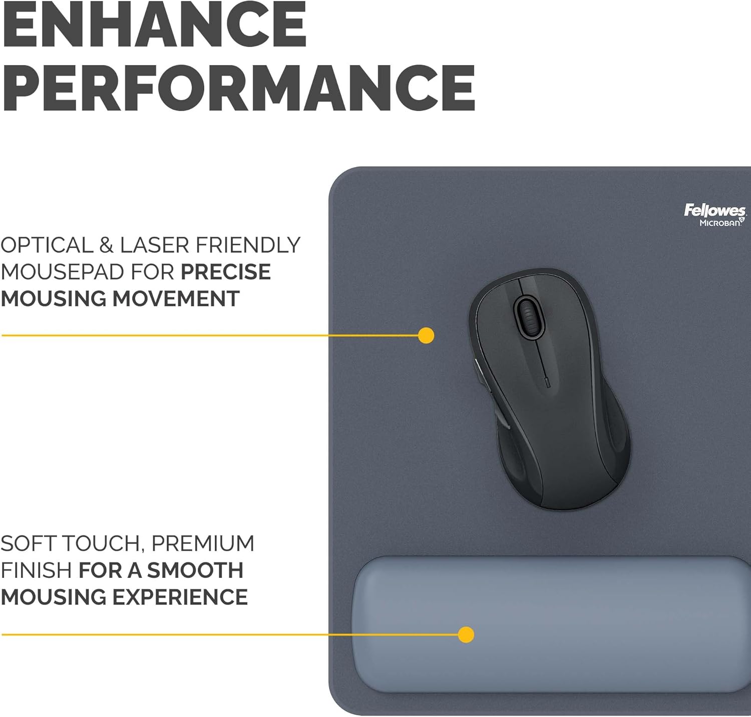 TechWarehouse Fellowes Breyta Mouse Pad Wrist Rest Marine Fellowes