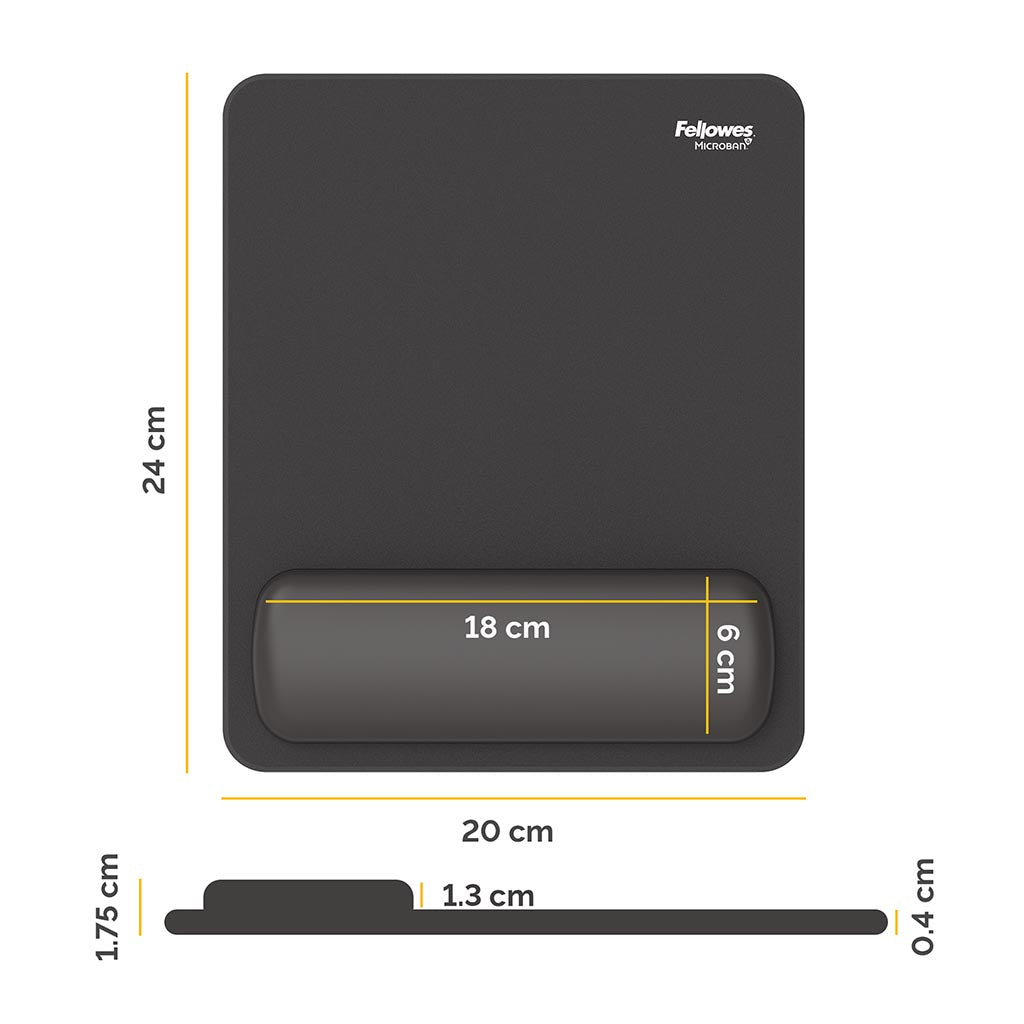 Fellowes Breyta Mouse Pad Wrist Rest Black