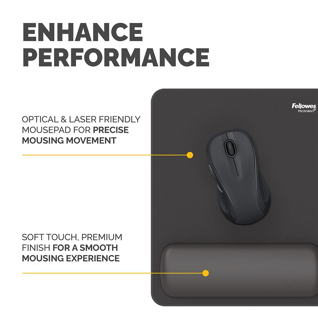 Fellowes Breyta Mouse Pad Wrist Rest Black