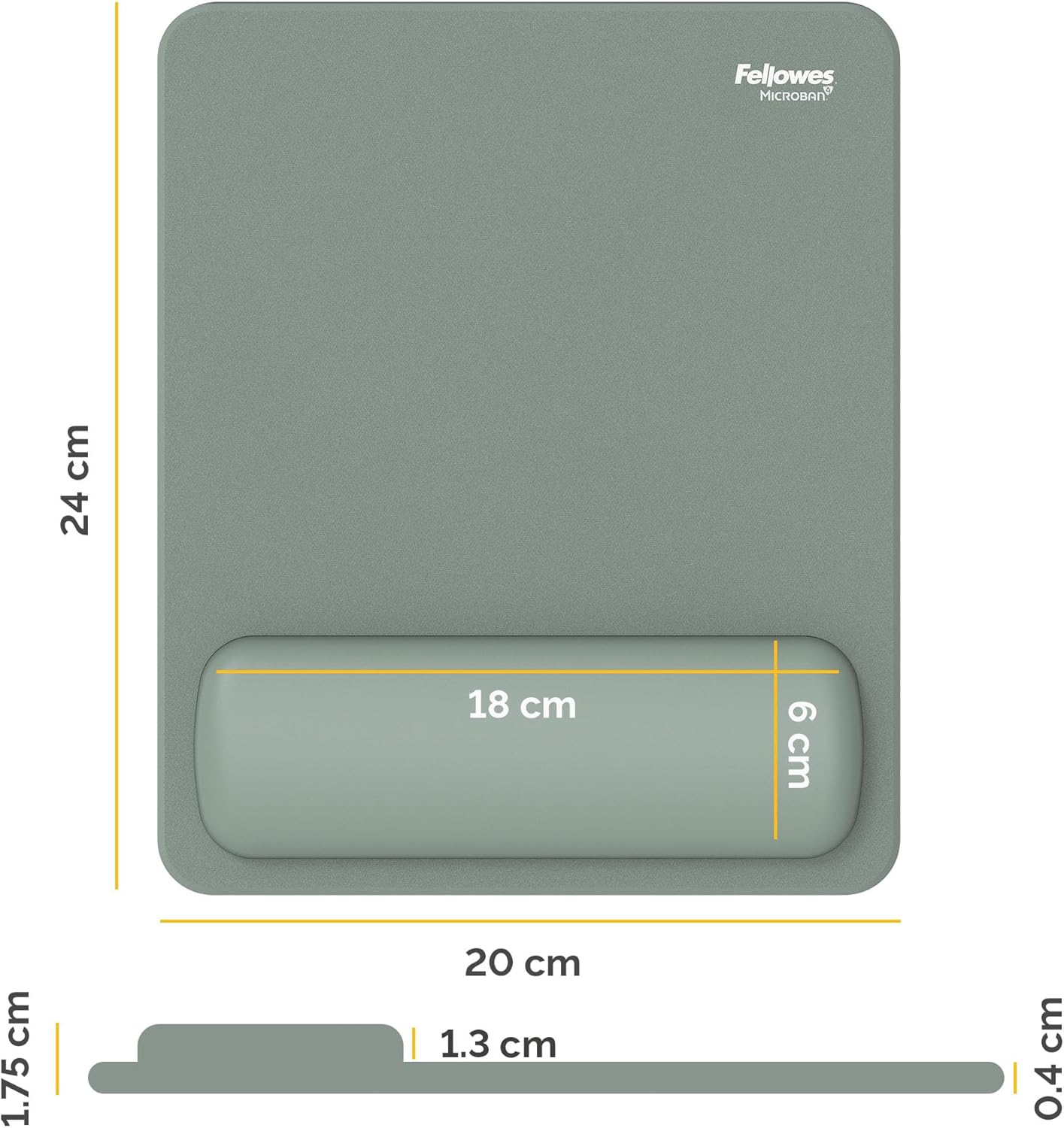 TechWarehouse Fellowes Breyta Mouse Pad Wrist Rest Sage Fellowes