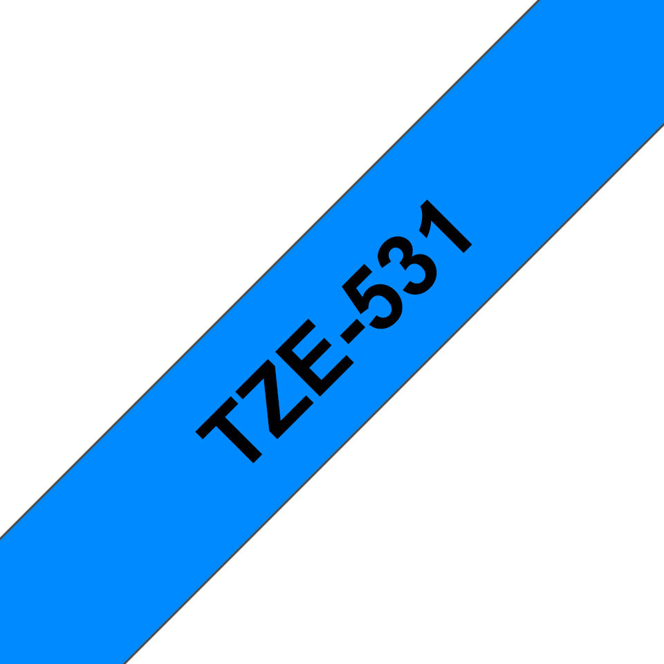 TZe-531 Brother 12mm x 8m Tape Black on Blue Adhesive Laminated Tape