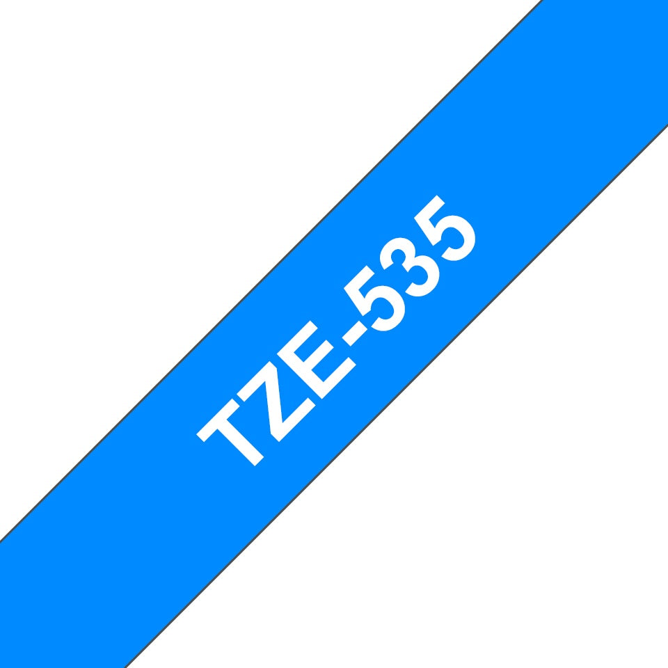 TechWarehouse TZe-535 Brother 12mm x 8m White on Blue Tape Adhesive Laminated Tape Brother