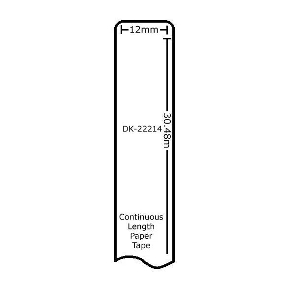 TechWarehouse DK22214 Compatible 12mm Continuous Length Paper Tape for Brother Compatible for Brother