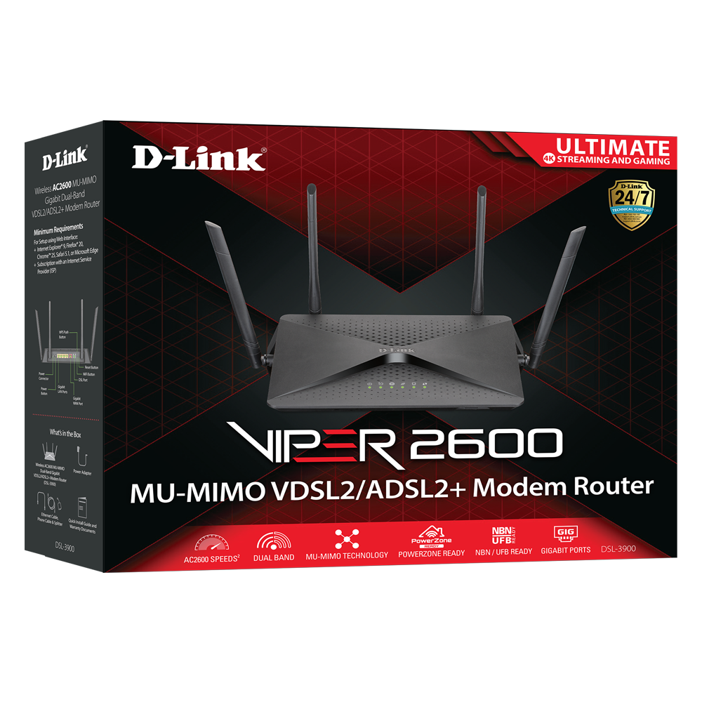 TechWarehouse D-Link VIPER 2600 Dual-Band MU-MIMO Gigabit Modem Router D-Link