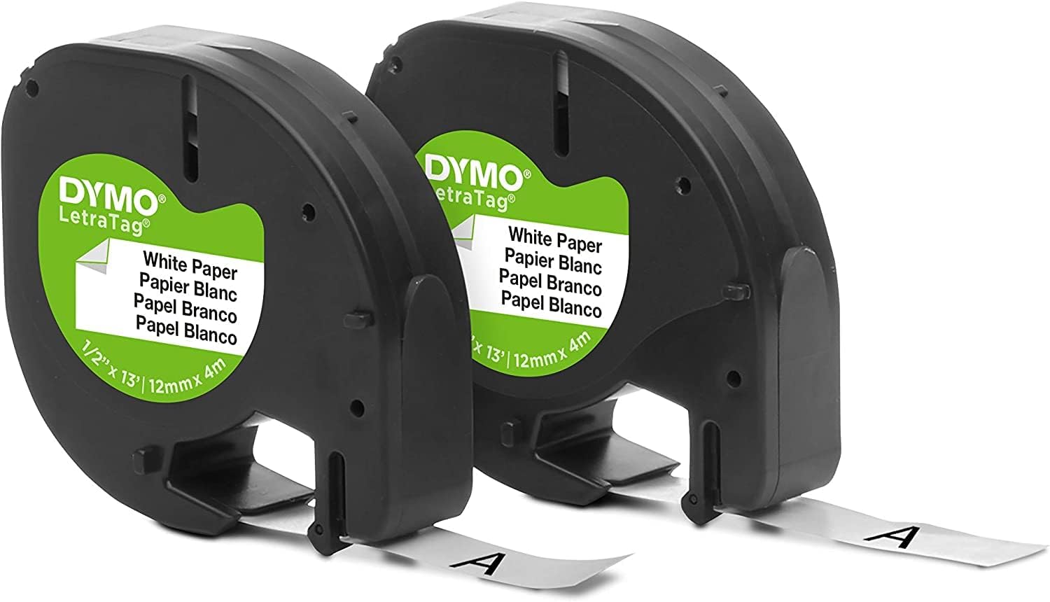TechWarehouse 10697 Dymo LetraTag 12mm x4m Paper Labeling Tape White 2 pack Dymo