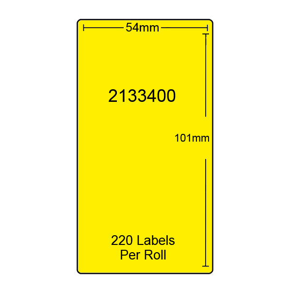 2133400 Dymo LW 54mm x 101mm 220 labels per Roll Black on Yellow