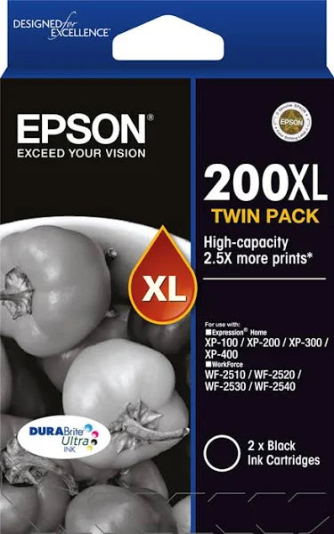 200XL Epson High Capacity Black Twin Pack