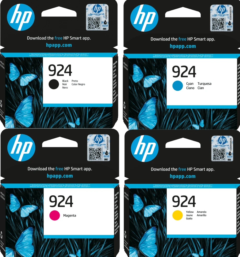 924 HP Set of 4 Inks (BK/C/M/Y)