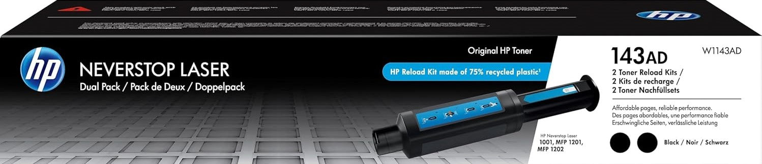 TechWarehouse 143A HP Dual Pack Black Neverstop Toner Reload Kit (W1143AD) HP