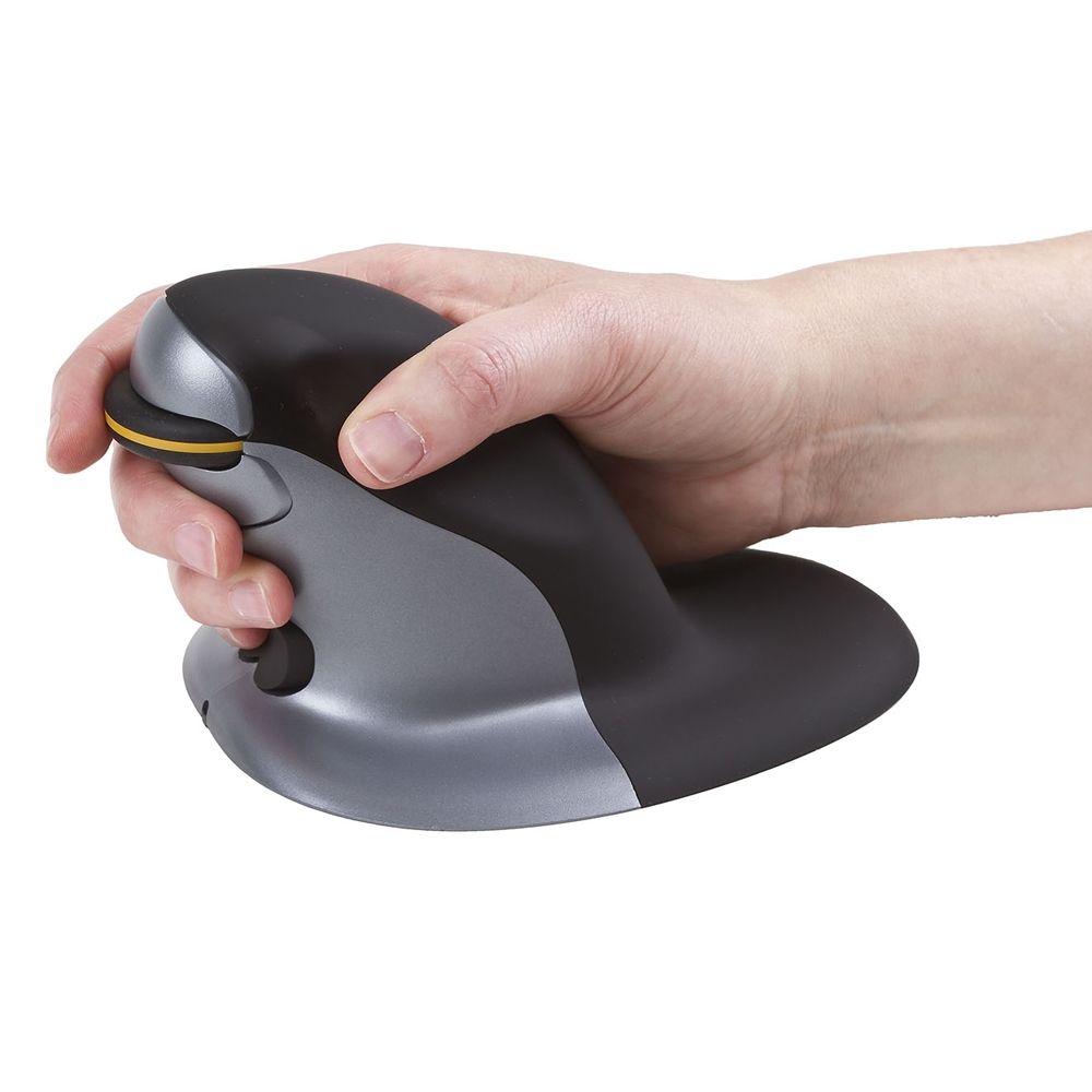 Penguin Ambidextrous Wireless Vertical Mouse - Medium (Bluetooth) showing right hand grip