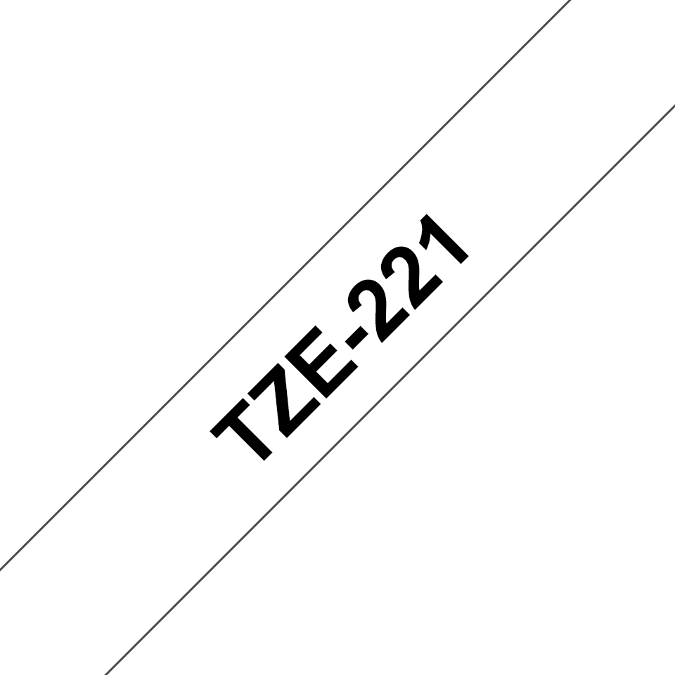 TechWarehouse TZe-221 Brother 9mm x 8m Black on White Adhesive Laminated Tape Brother