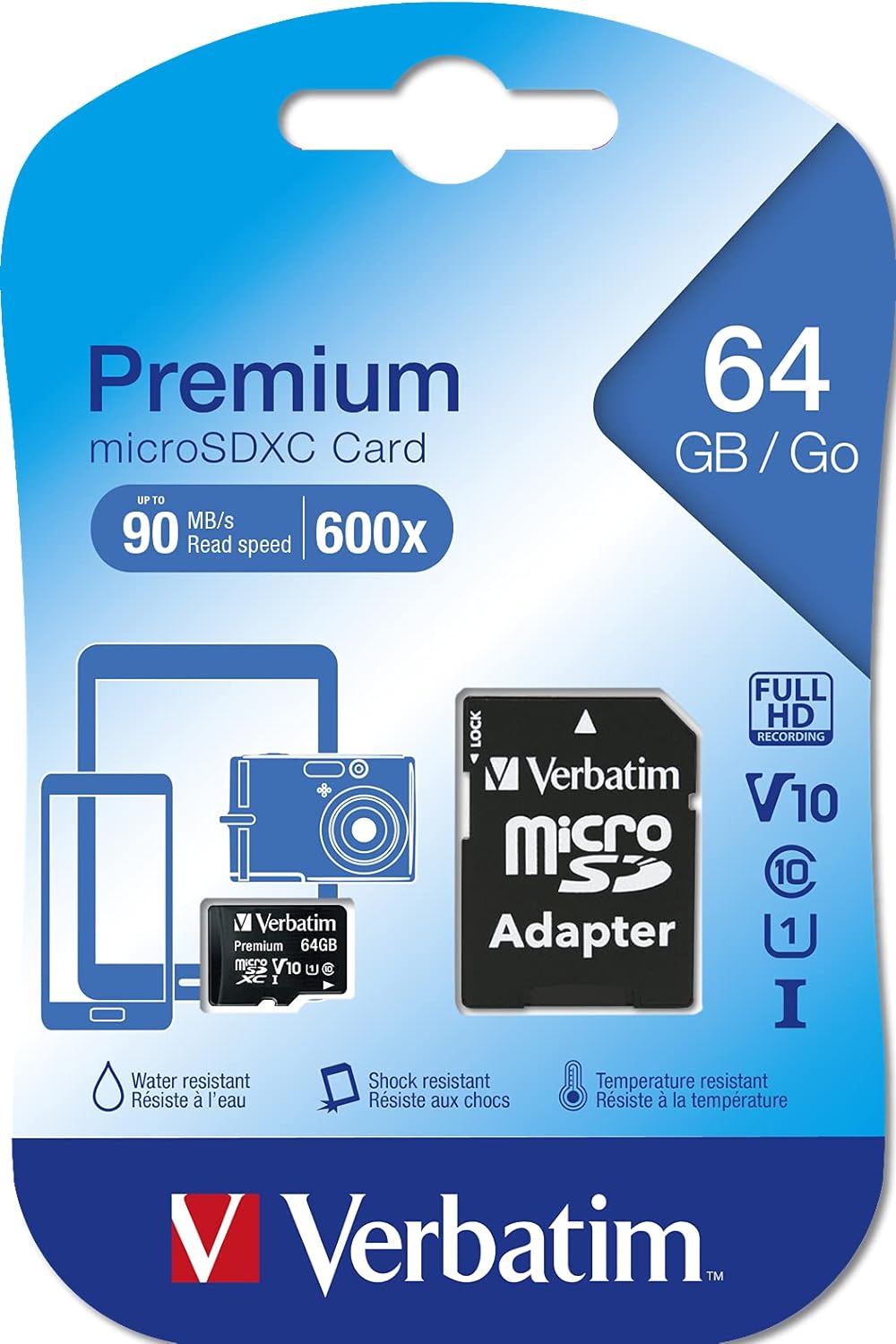 Verbatim Premium microSDXC Class 10 UHS-I Card 64GB with Adapter