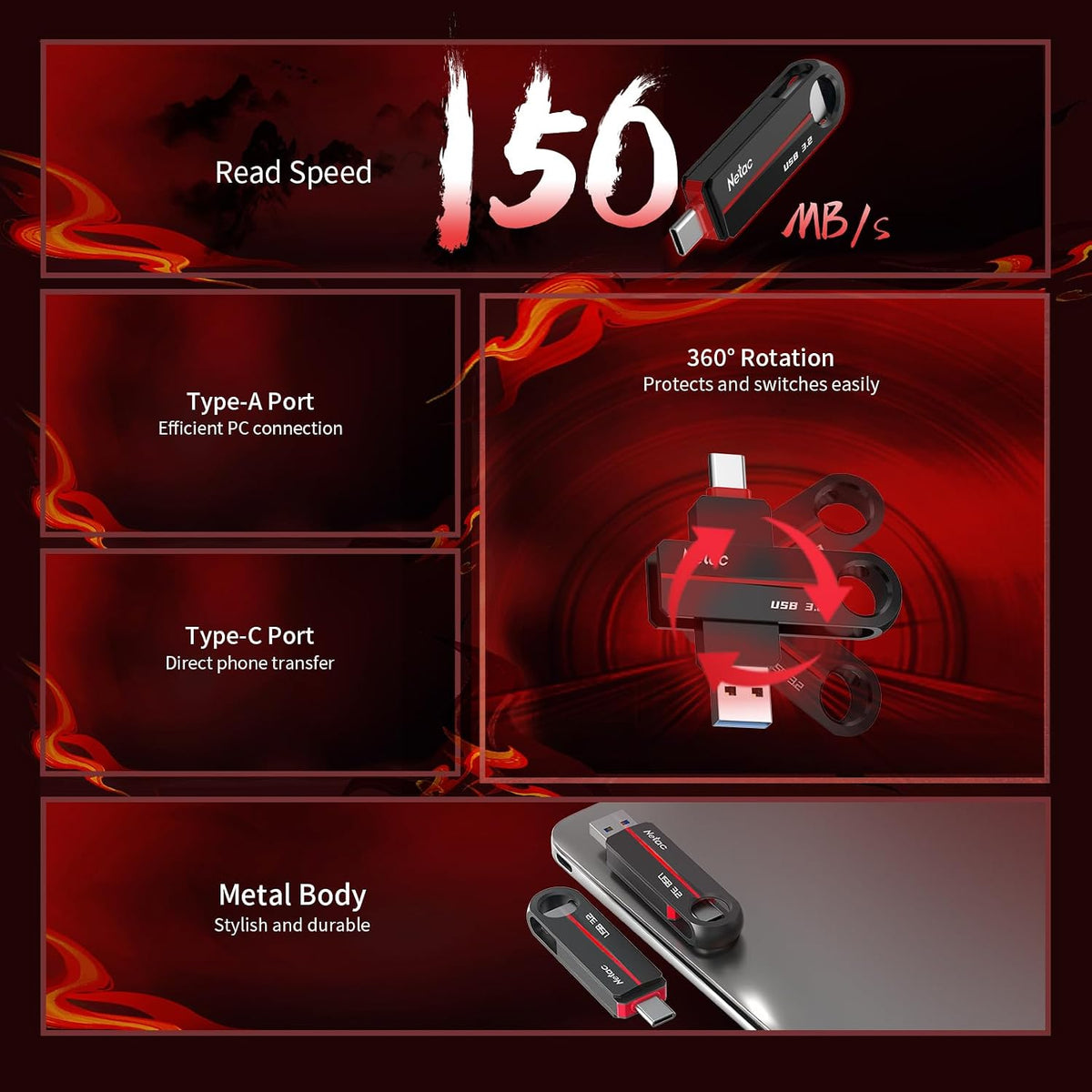 Netac US18 32GB Dual USB 3.2 + Type C
