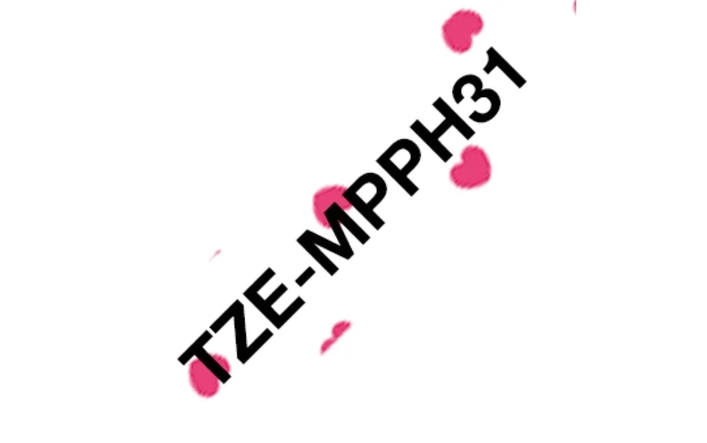 TechWarehouse TZe-MPPH31 Brother 12mm x 4m Black on Pink Hearts Adhesive Laminated Tape Brother