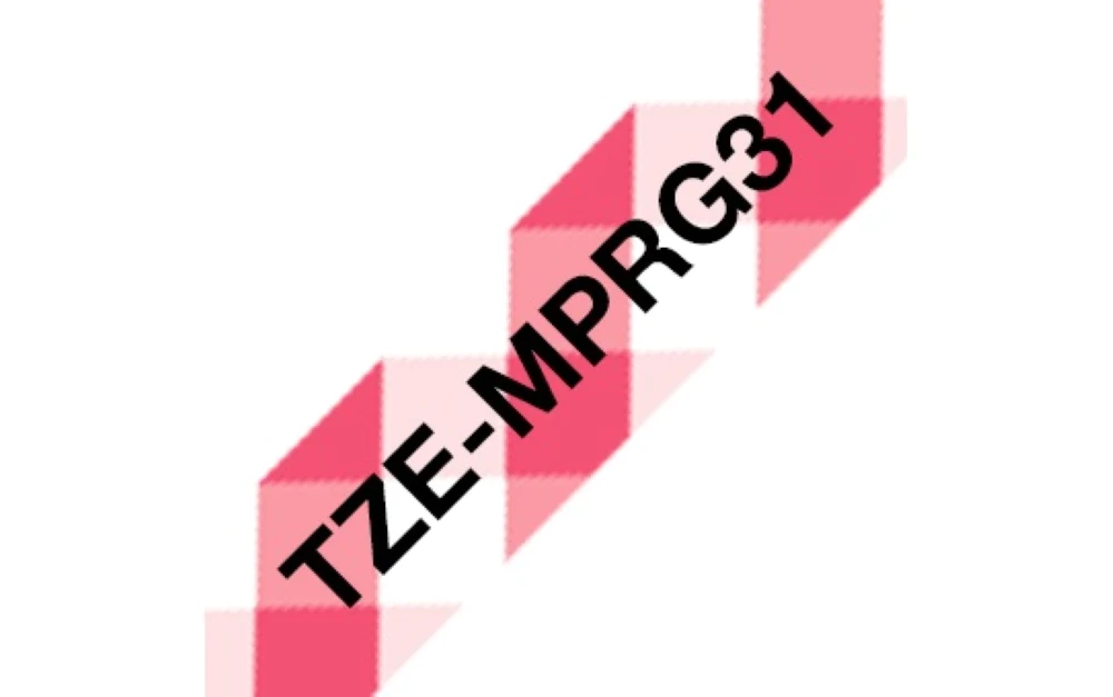 TechWarehouse TZe-MPRG31 Brother 12mm x 4m Black on Red Gingham Adhesive Laminated Tape Brother