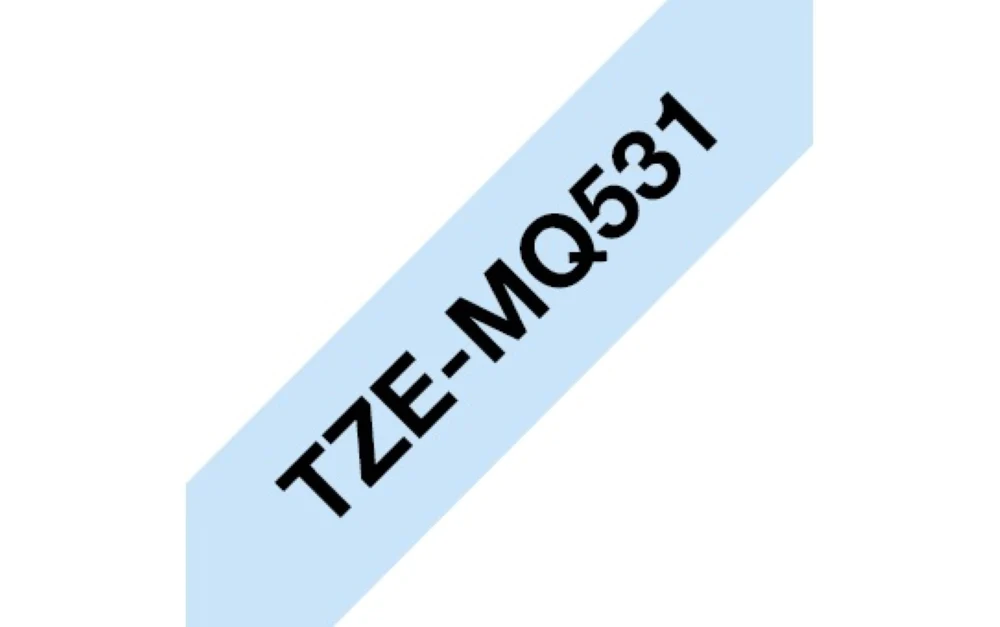 TechWarehouse TZe-MQ531 Brother 12mm x 4m Black on Pastel Blue Adhesive Laminated Tape Brother