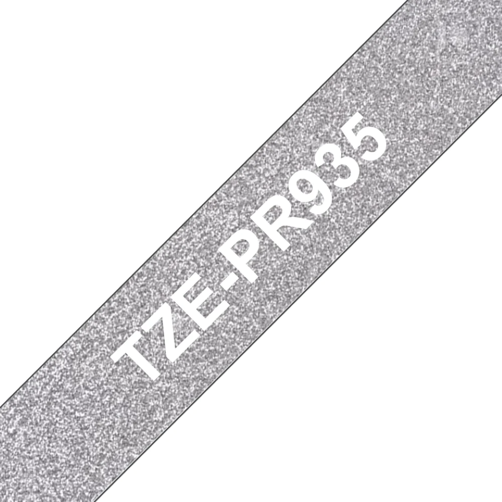 TZe-PR935 Brother 12mm x 8m White On Premium Silver Adhesive Laminated Tape