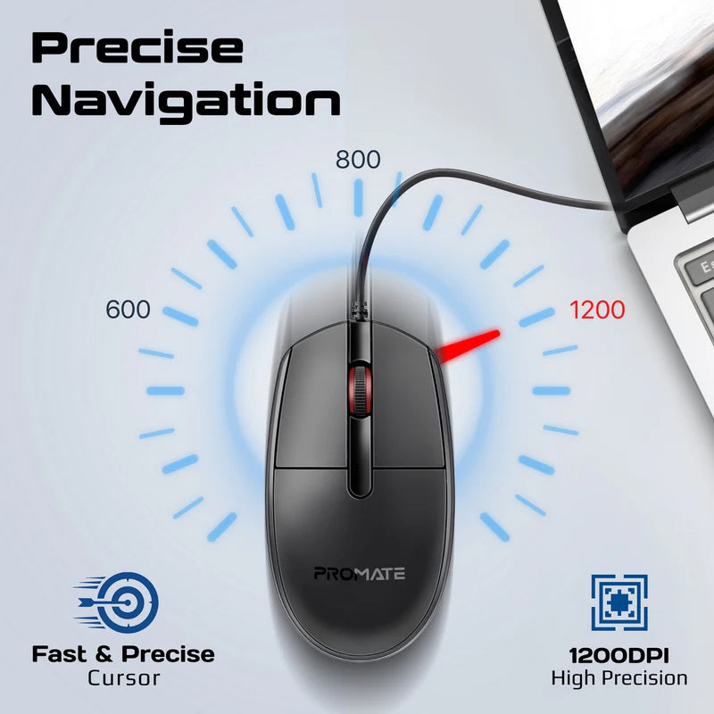 TechWarehouse PROMATE CM-1200 Wired Mouse Promate
