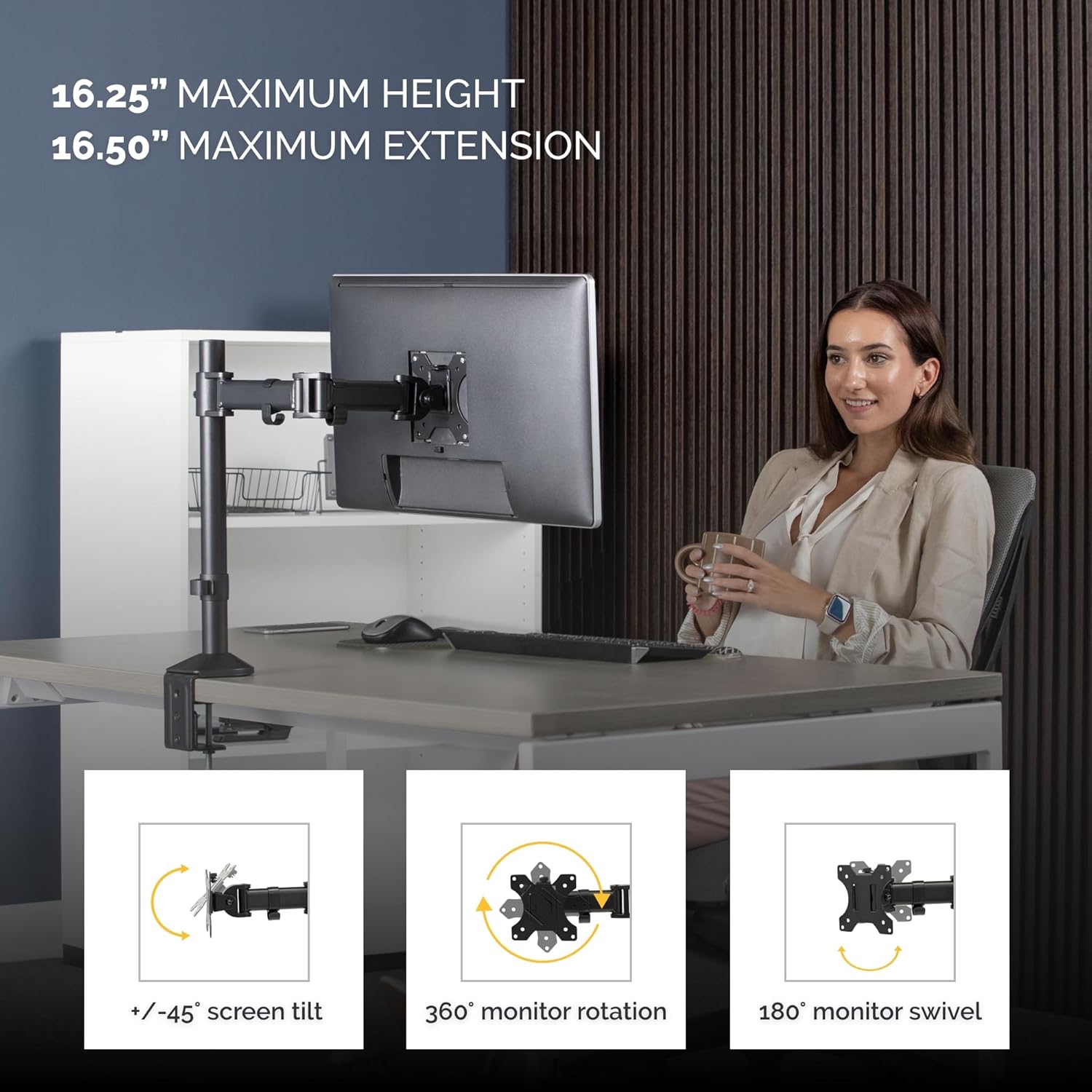 TechWarehouse Fellowes Reflex Desk Mount for Single Monitor VESA 75x75 & 100x100 Fellowes