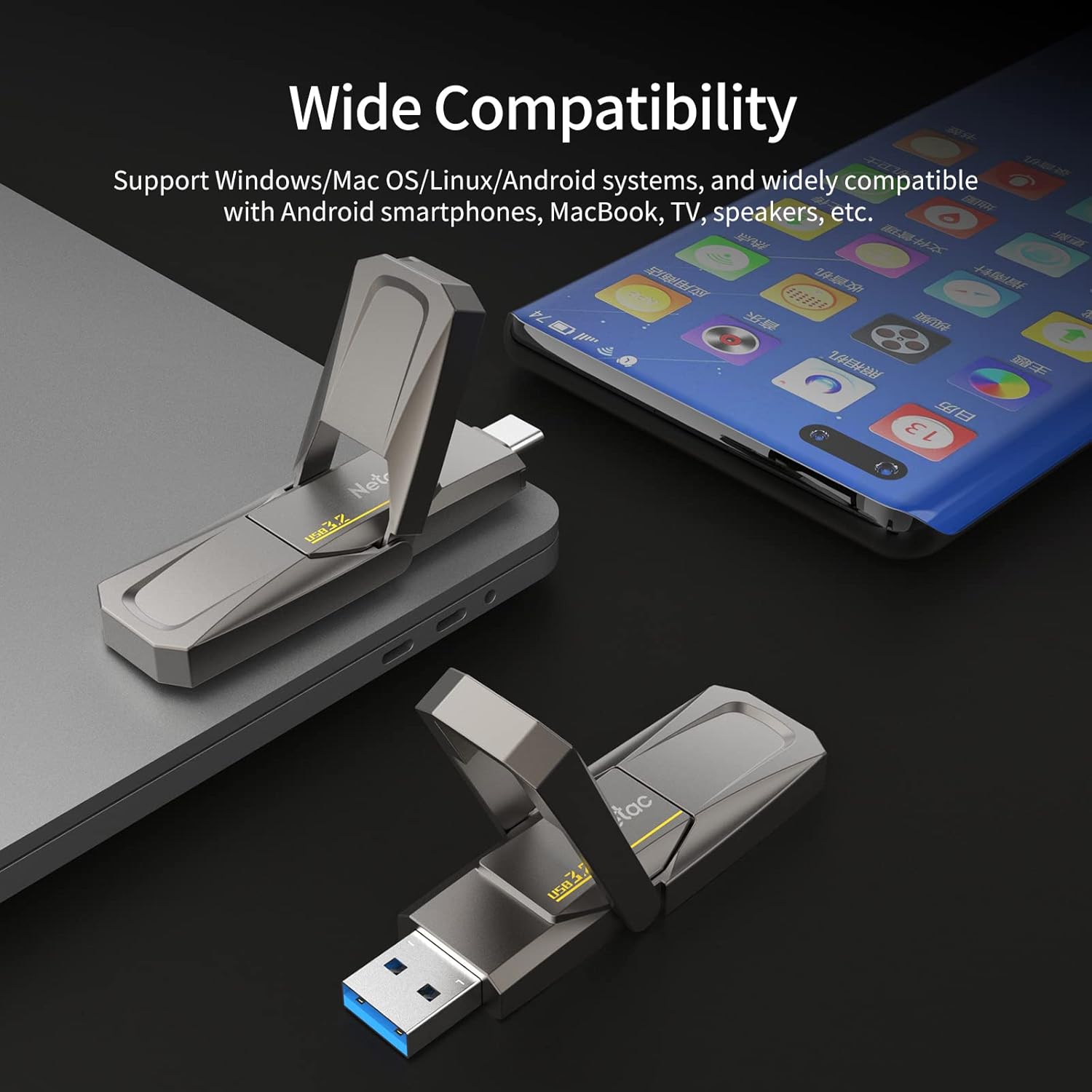 TechWarehouse Netac US5 256GB Dual USB Flash Drive Netac
