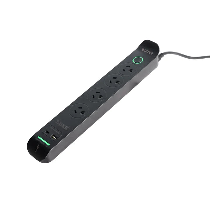 TechWarehouse Raptor 4 Outlets Slimline Powerboard, 45W USB Jackson
