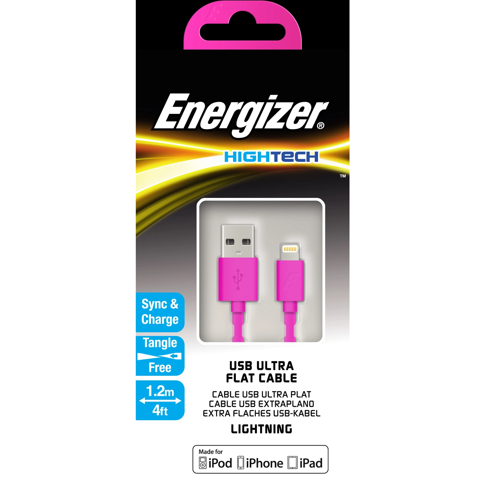 Energizer Lightning Cable Pink 1.2m