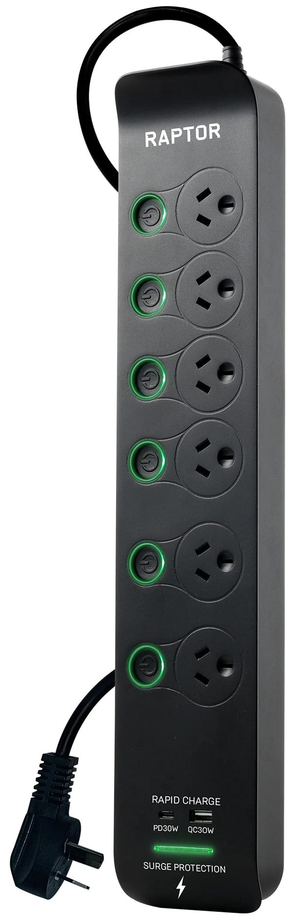 TechWarehouse Jackson 6 Way Raptor Surge Powerboard with Individual Switches Jackson