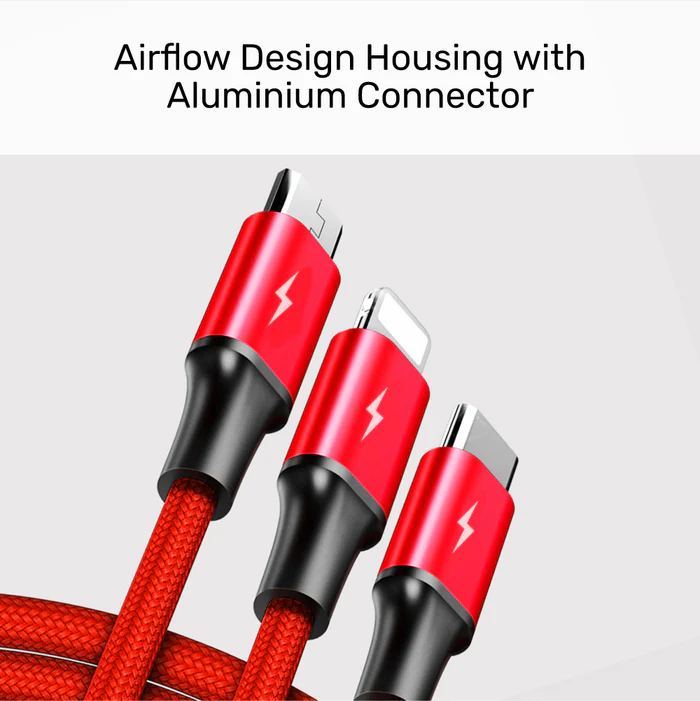 TechWarehouse UNITEK 1.2m USB 3-in-1 Charge Cable (USB-A to Micro-B, Lightning & USB-C) Unitek