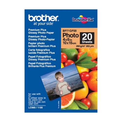 4x6in 260gsm Brother Premium Plus Photo Paper Glossy 20 sheets