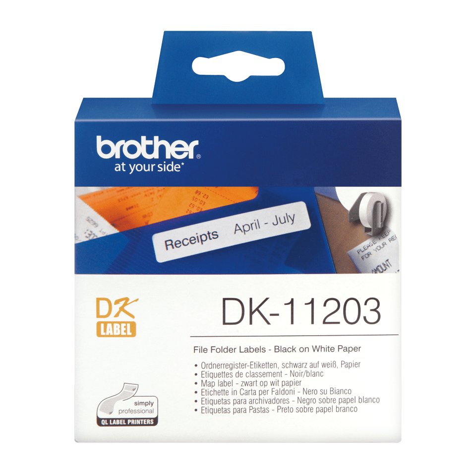 DK11203 Brother 17mm x 87mm File Folder Labels 300 per roll